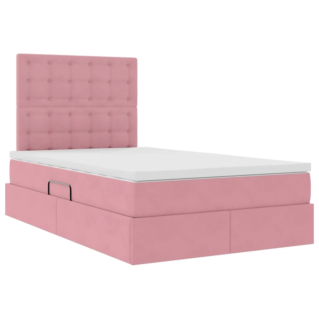 Letto con contenitore LED e materasso Rosa 120 x 200 cm Velluto