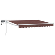 Tenda da Sole | Tenda retrattile manuale con LED Marrone e bianco 3,5 x 2,5 m