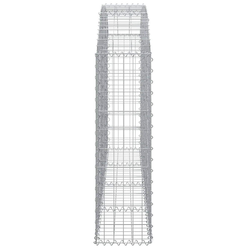 Cesto gabbione recinzione a gabbia muro di contenimento ad arco 200 x 30 x 100/120 cm ferro zincato argento 02_0039991