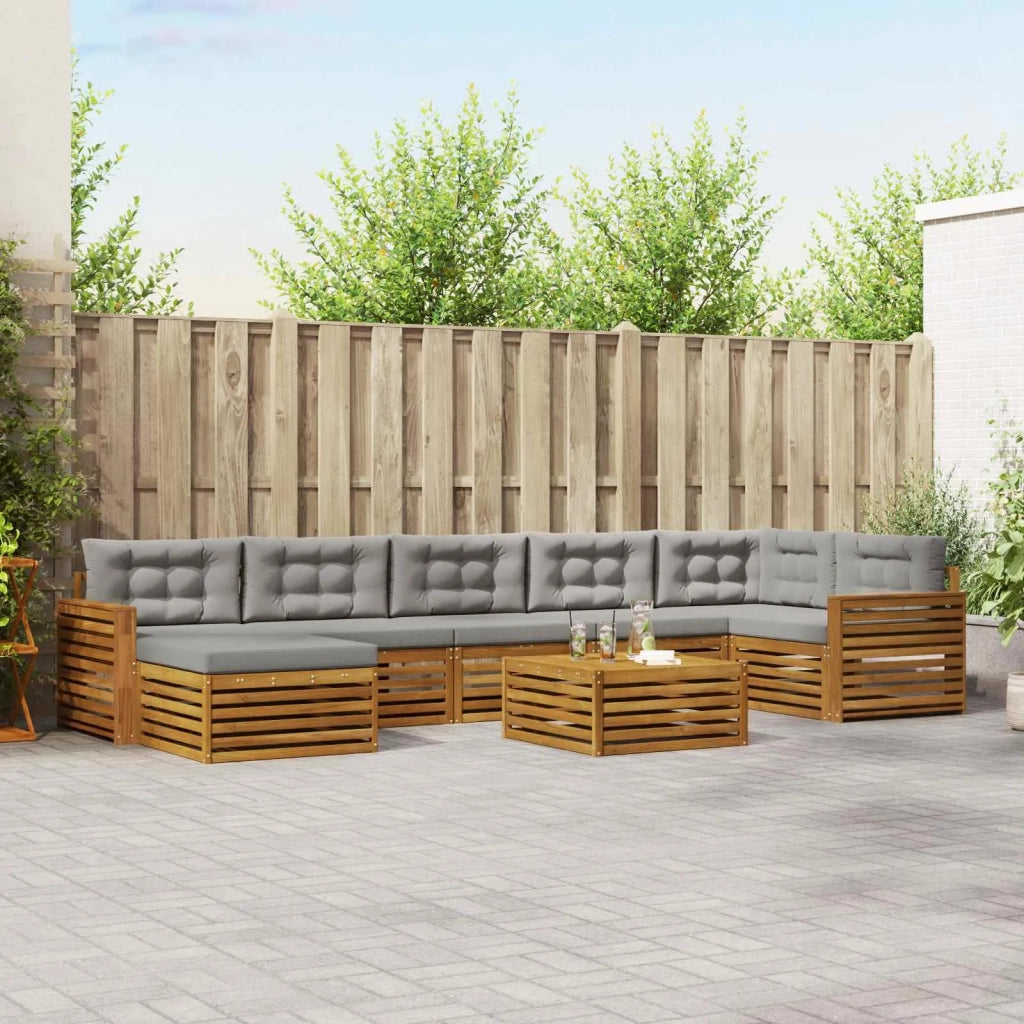 Set di divani da esterno 8 pcs Grigio Naturale e Chiaro