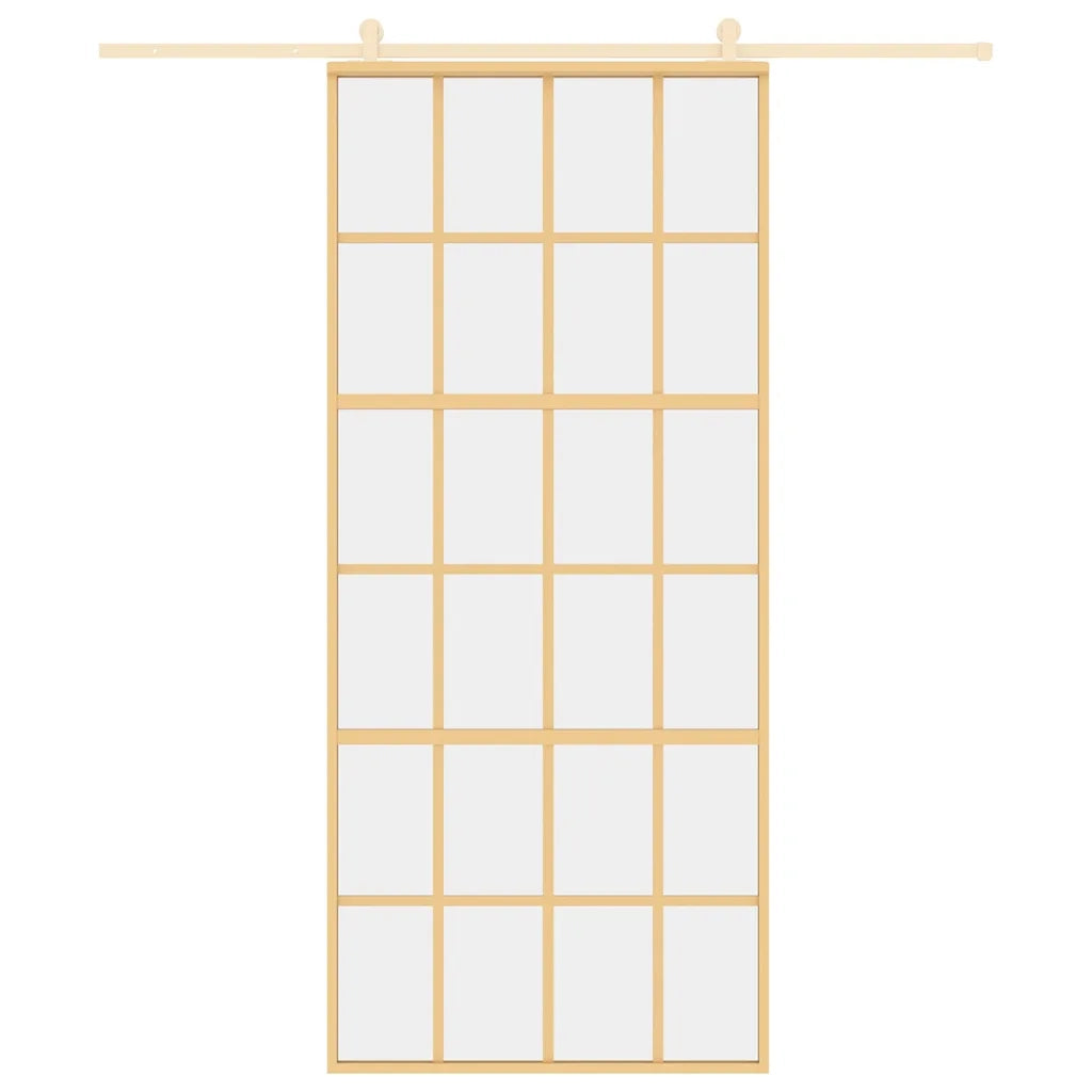 Porta Scorrevole Dorata 90x205 Vetro Trasparente ESG Alluminio 155173