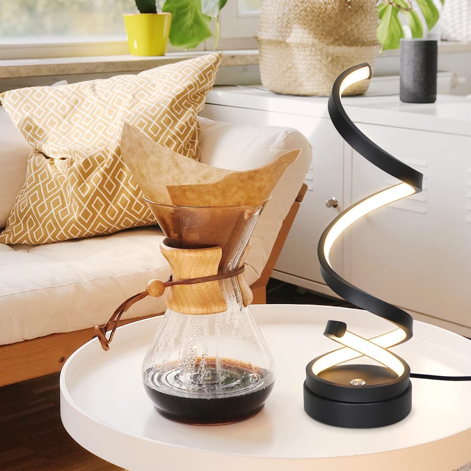 ZMH Lampada da tavolo LED moderna 12W dimmerabile touch a spirale per soggiorno comodino