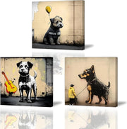 Decorazione per muro moderna - Immagine graffiti su tela - Arte per muro astratta - Set di 3 - 30x30 cm - Con cornice