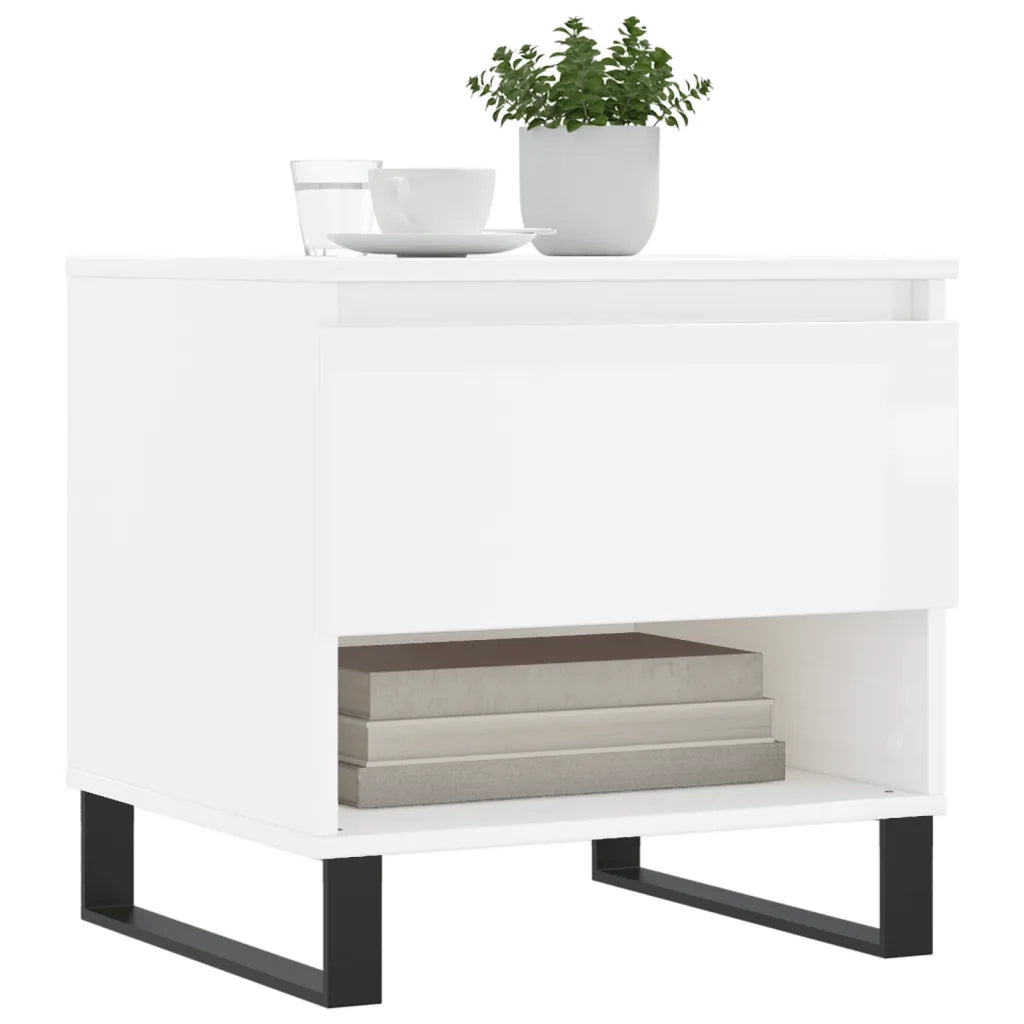 2 pz Tavolini salotto | Tavolino da caff¨¨ | Tavolino da Soggiorno Bianco Lucido 50x46x50cm Legno Multistrato