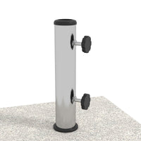 Base per Ombrellone da Giardino 25kg 38x38x38 cm in Granito e Acciaio Inox Grigia