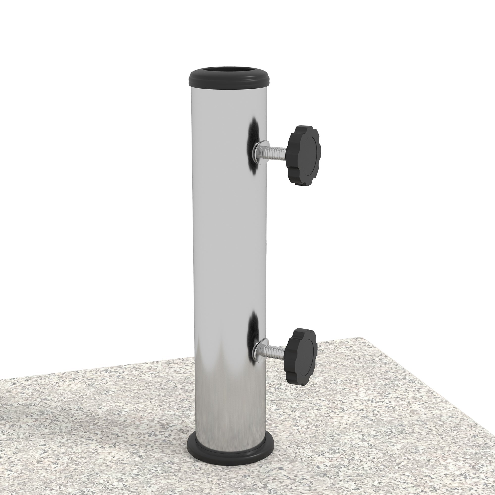 Base per Ombrellone da Giardino 25kg 38x38x38 cm in Granito e Acciaio Inox Grigia