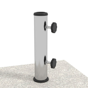 Base per Ombrellone da Giardino 25kg 38x38x38 cm in Granito e Acciaio Inox Grigia