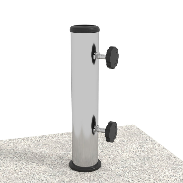 Base per Ombrellone da Giardino 25kg 38x38x38 cm in Granito e Acciaio Inox Grigia