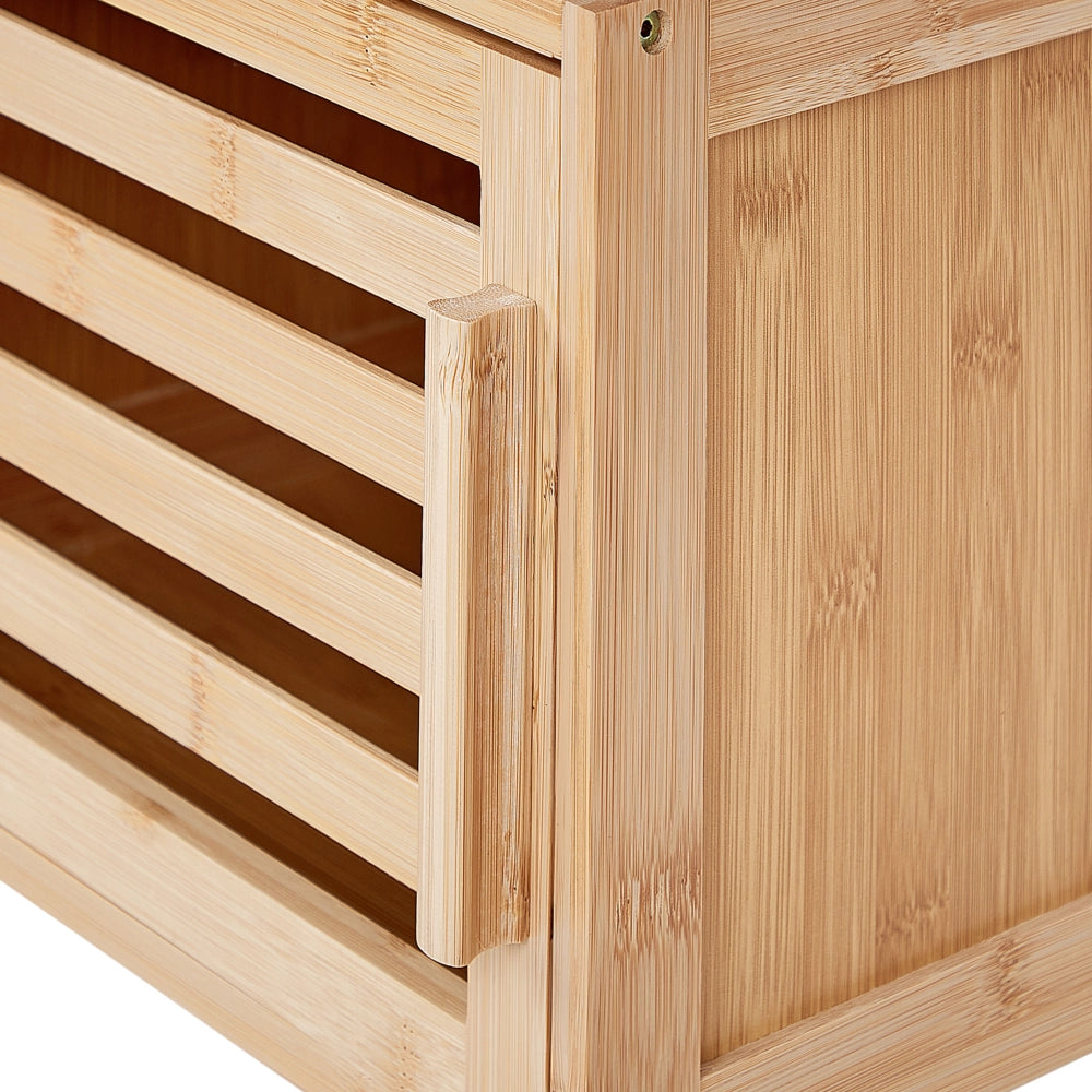 Armadietto da bagno in bambù con 6 ripiani 1 anta marrone chiaro stile moderno