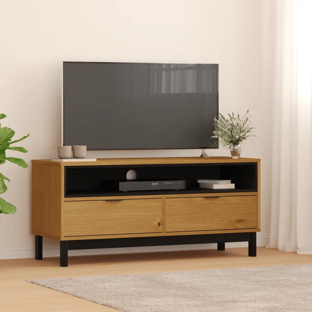 Mobile TV-Credenza TV-Console TV FLAM 110x40x50 cm in Legno Massello di Pino 698368