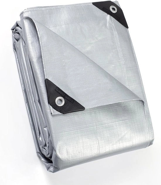 Telaio di copertura, con anelli di fissaggio, impermeabile, 3 m x 4 m, grigio, tela di verniciatura, 160 g/m², telo protettivo, telo multifunzionale, resistente alle fessurazioni, resistente ai raggi UV, resistente alla muffa.