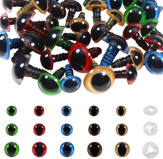 Occhi Amigurumi - Sicuri per il Lavoro Creativo - 10 mm 12 mm 15 mm - 5 Colori - Animali e Fiabe