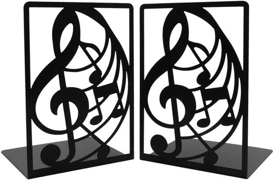 Sostegni Libri in Metallo Antiscivolo con Design a Forma di Note Musicale - Organizzatore di Scrivania - Creativo e Solido