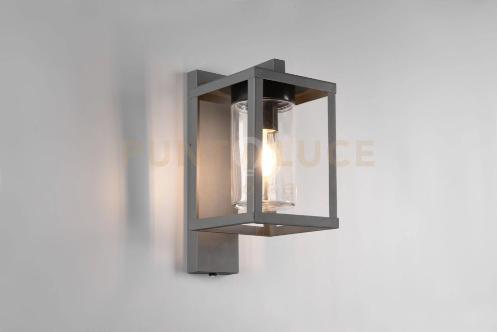 LUNGA APPLIQUE DA ESTERNO ANTRACITE CON SENSORE CREPUSCOLARE IP44 H. 33CM 1 LUCE ATTACCO E27