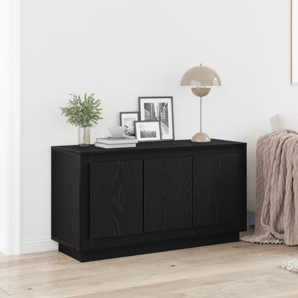 Sideboard Nero Rovere 102x35x55 cm Legno ingegnerizzato
