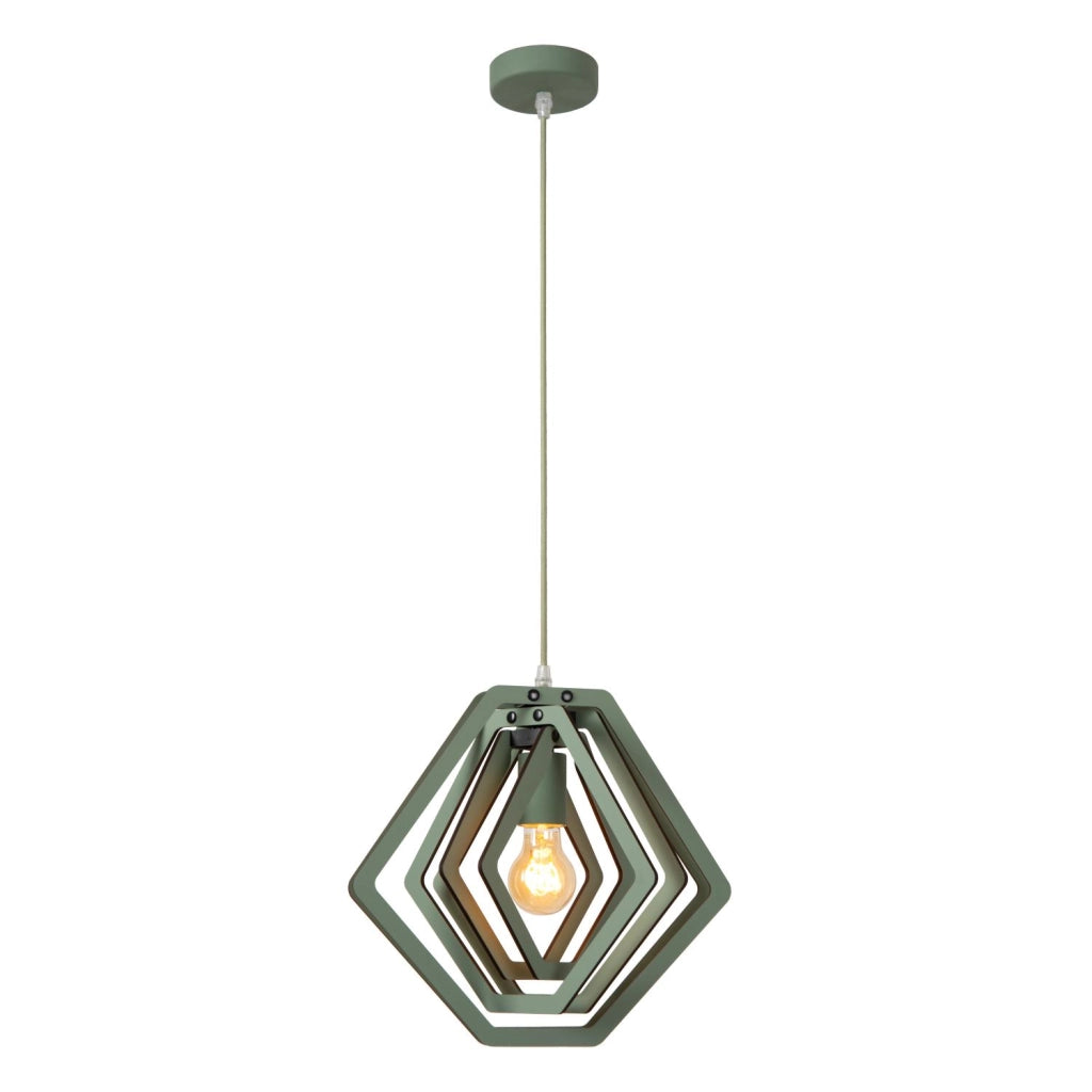 Lampada sospesa MAURO verde MDF geometrica 1xE27 Lucide