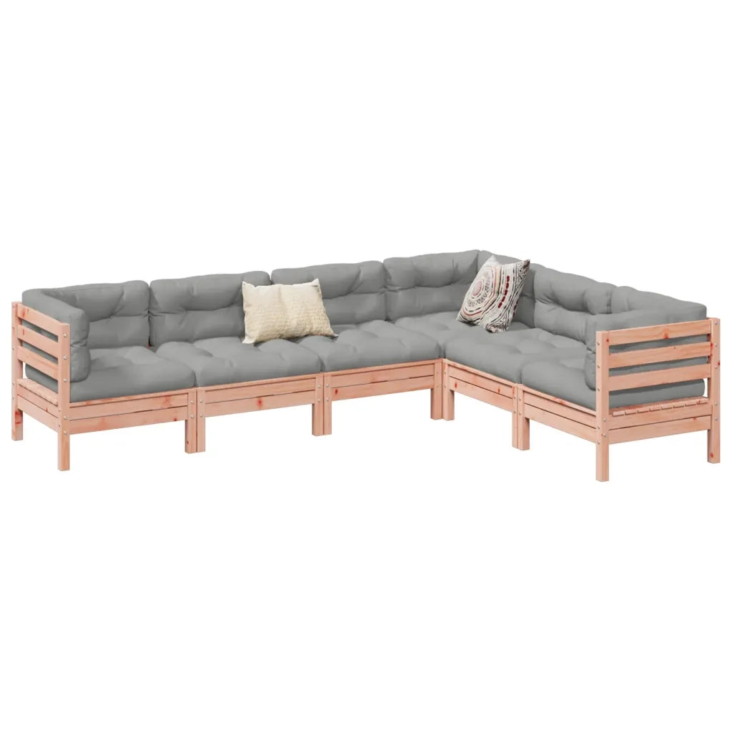 Set Divani Giardino 6 pz Cuscini Legno Massello Abete Douglas 3299461
