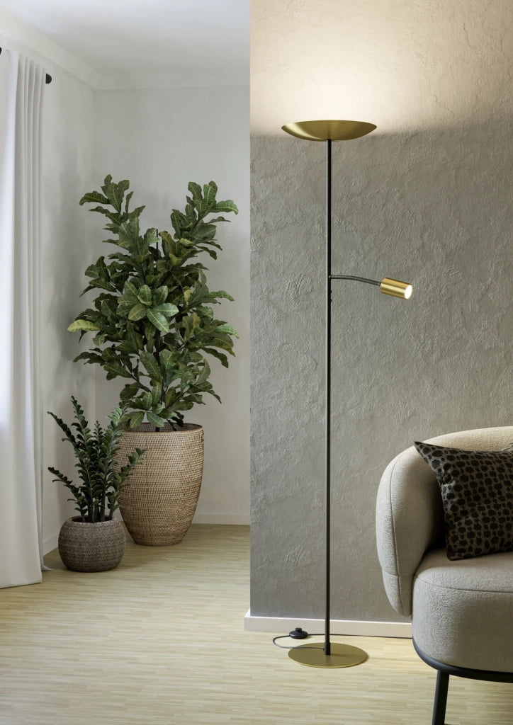 Piantana Minimal Conivarino Acciaio Ottone 2 Luci Led 30,5W 3150+480Lm Ip20