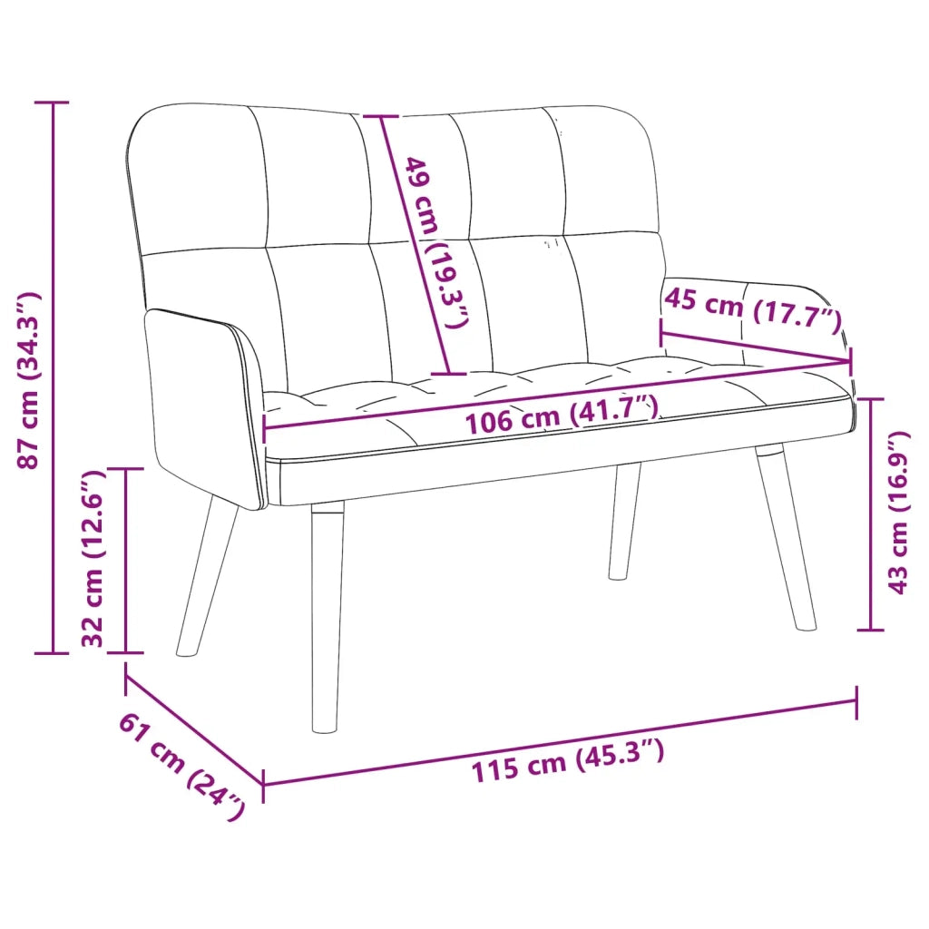Divano | Divano da soggiorno | Sofa a Due Posti Nero 115 x 61 x 87 cm Velluto