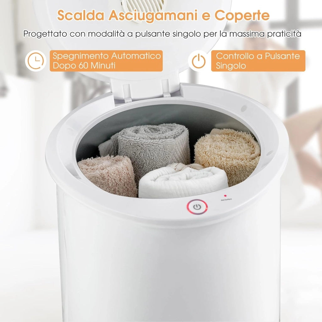 COSTWAY Scalda Asciugamani Secchio Grande da 21L, con Timer da 20-90 Minuti e modalità Asciugatura da 2-5 Ore, Spegnimento Automatico, Riscaldatore da Bagno per Asciugamani Oversize e Coperte
