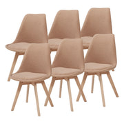 Set Fläten di 6 Sedie da Sala con Seduta Imbottita Rivestimento in Tessuto Bouclé Tortora [en.casa]