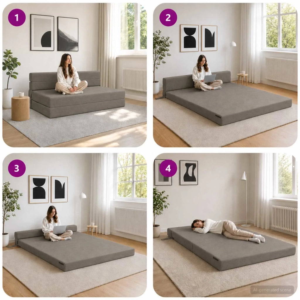 Divano Letto Pieghevole Grigio Chiaro 152 x 86,5 x 60 cm 900131