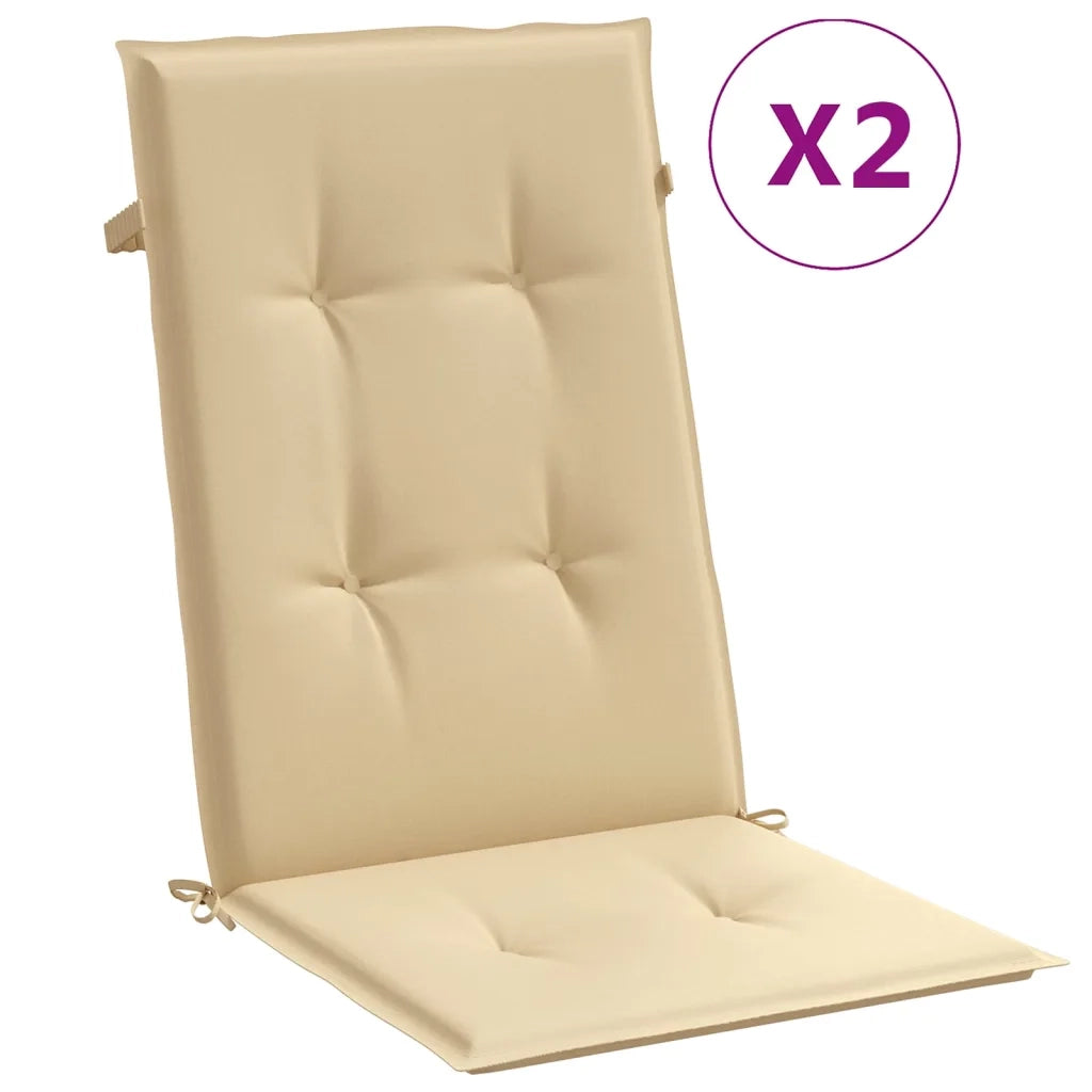Cuscini Sedia Schiena Alta 2 Beige MÃ©lange 120x50x4 Tessuto