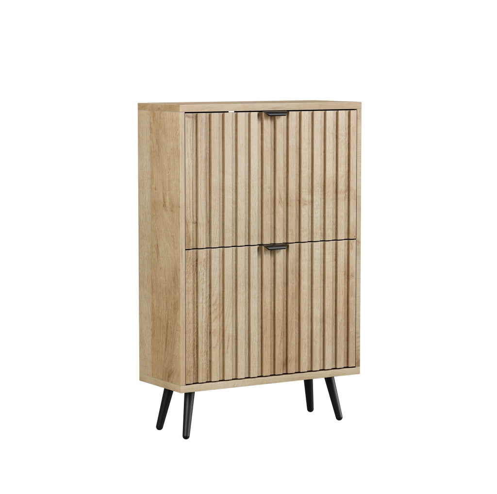 Scarpiera a ribalta salvaspazio in MDF e truciolare color rovere