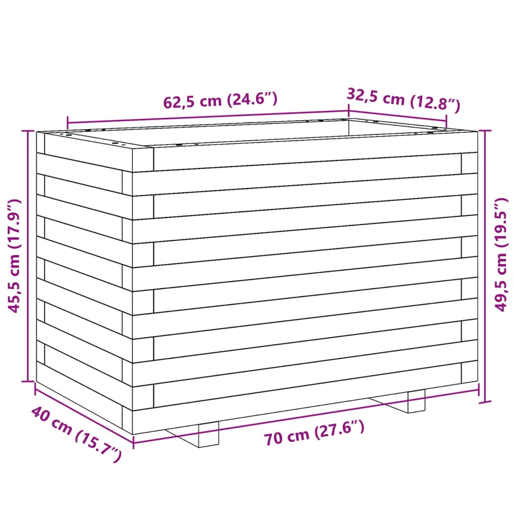 Fioriera da Giardino 70x40x49,5 cm in Legno di Pino Impregnato