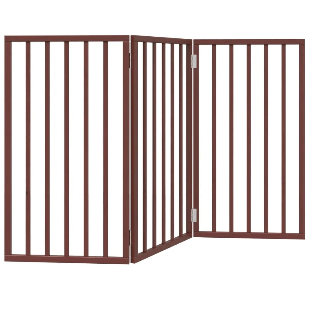 Cancelletto di sicurezza pieghevole per cani a 3 pannelli 150 cm legno di pioppo marrone 02_0023067