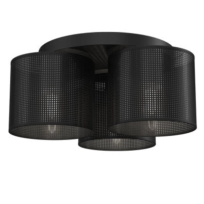 Plafoniera loft rotonda 3 luci E27 nera metallo Luminex
