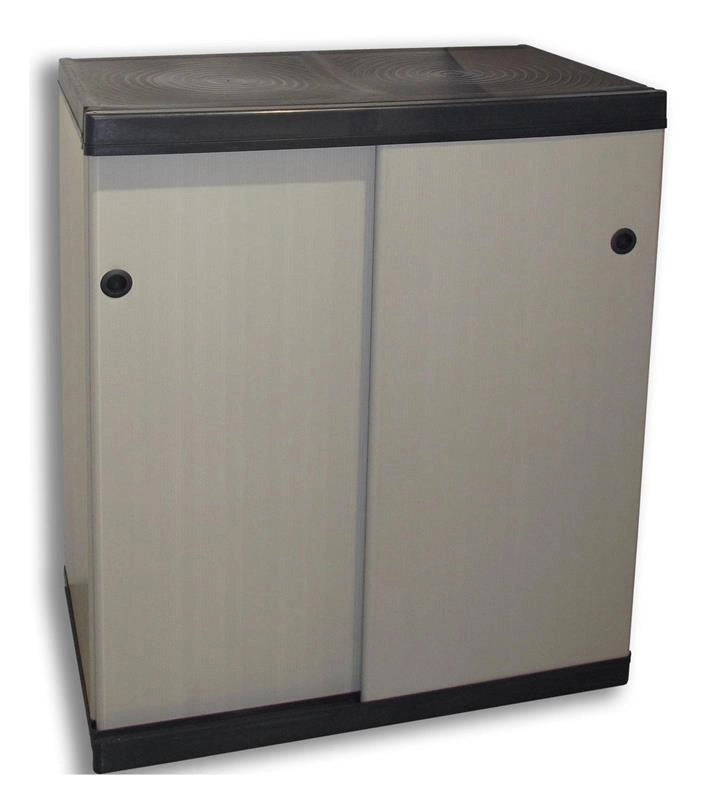 ARMADIO IN RESINA CON RIPIANI E ANTE SCORREVOLIDA INTERNO E DA ESTERNO MISURE 68X40,5X85H CM