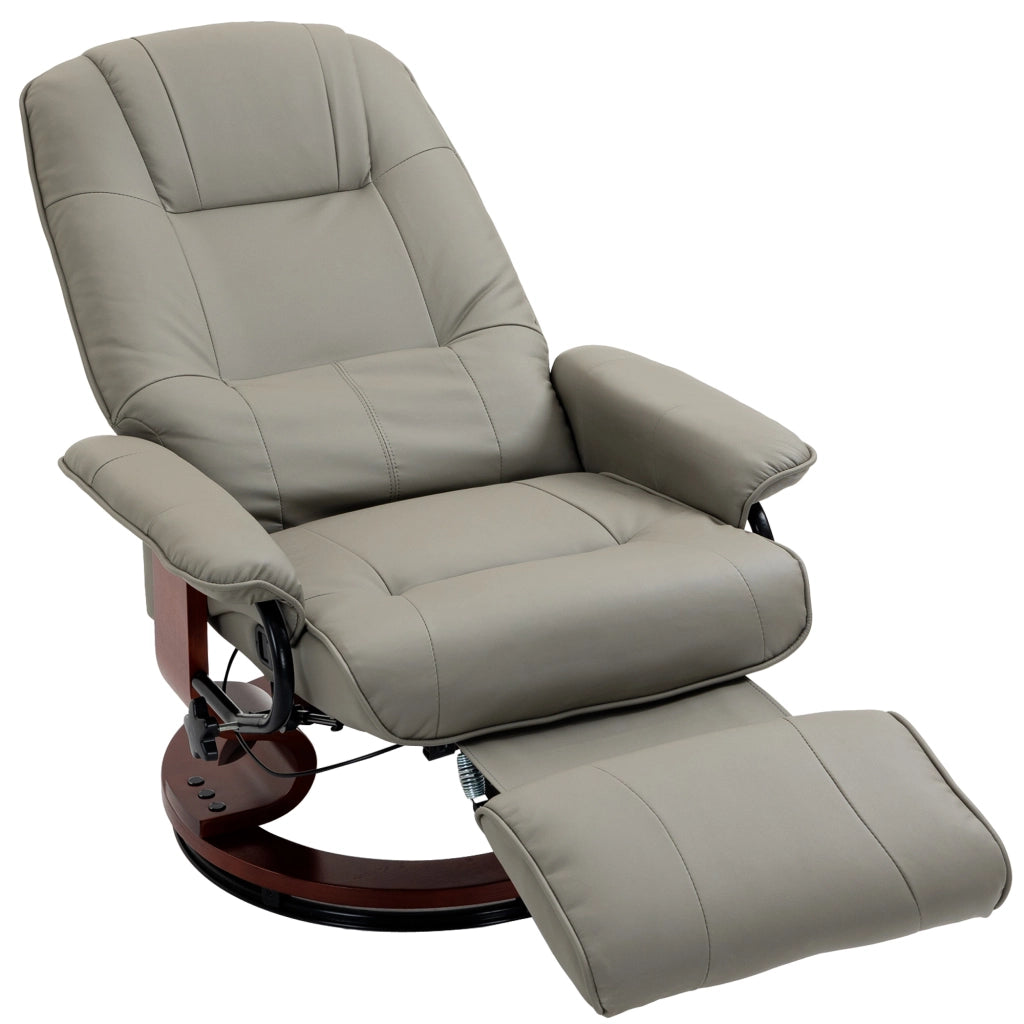 Poltrona Relax Massaggiante Reclinabile 360¡ã Girevole ¨C Zephmum ¨C Grigio Similpelle 78x87x100 cm