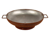 Braciere a Legna Ø55x17 cm Elegante con Manici in Acciaio Effetto Ruggine