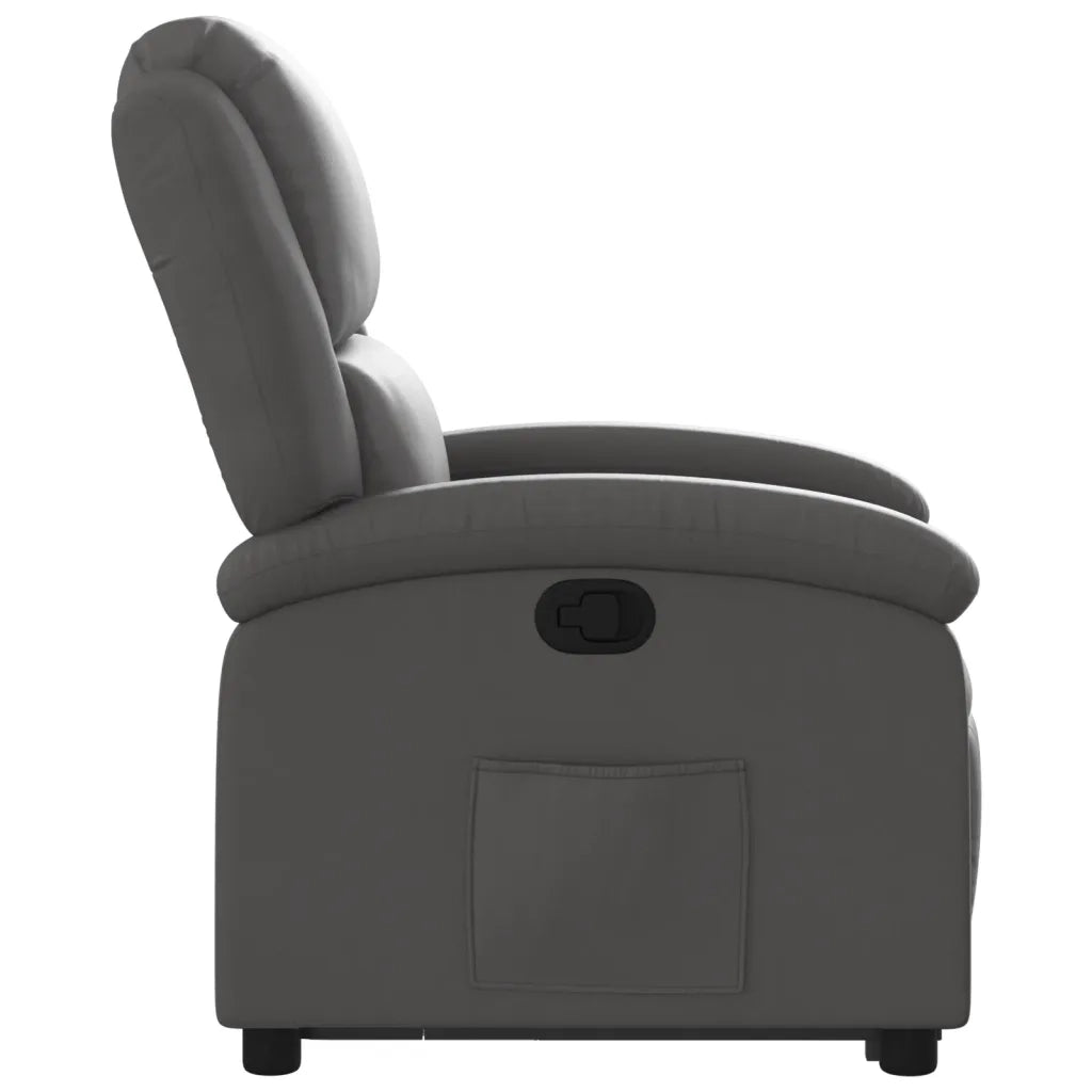 Poltrona Alzapersona Reclinabile Grigia in Vera Pelle 3204265