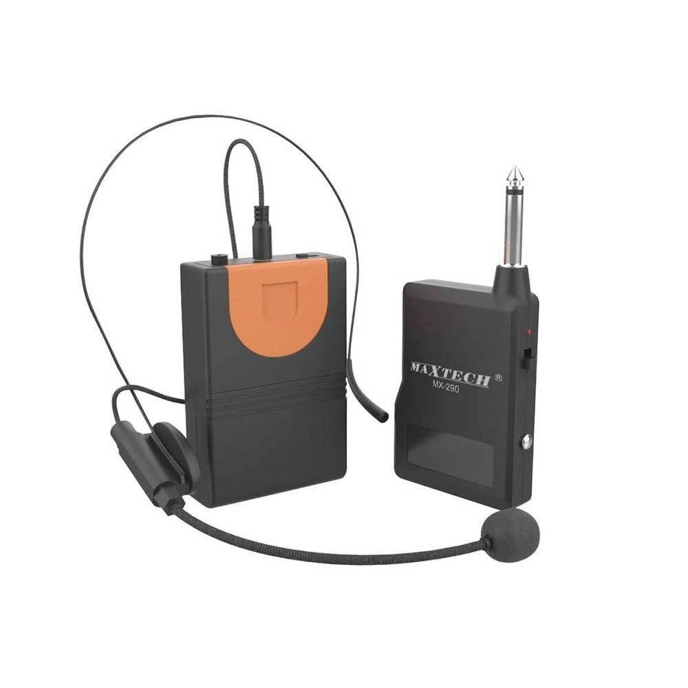 Trade Shop - Microfono Ad Archetto Sistema Uhf Wireless Mx-290 Kit-mic03 Raggio Ricezione 8-12mt -