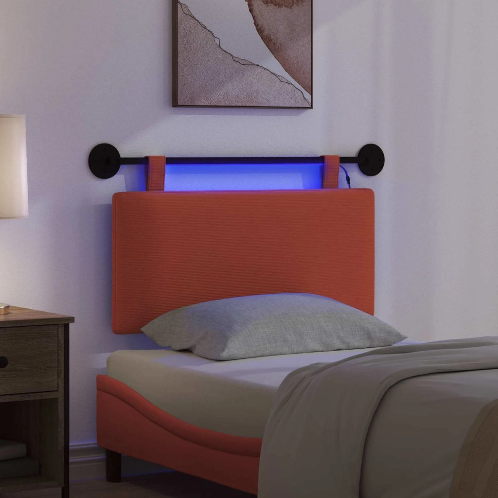 Testiera sospesa Con luce LED Rosso Arancio Tessuto in Cords