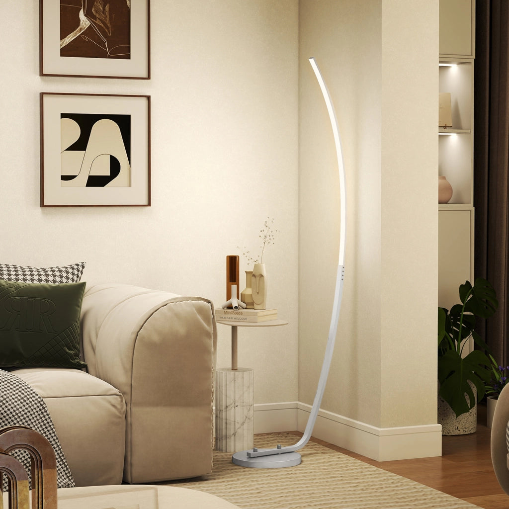 Lampada da terra LED moderna ¨C zephmum ¨C argento, 3 livelli luminosit¨¤
