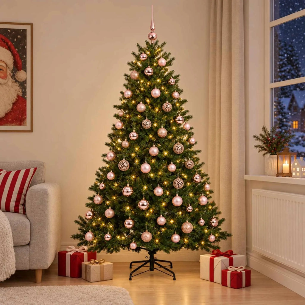 Albero di Natale artificiale con palline 210 cm 300 LED 3466643