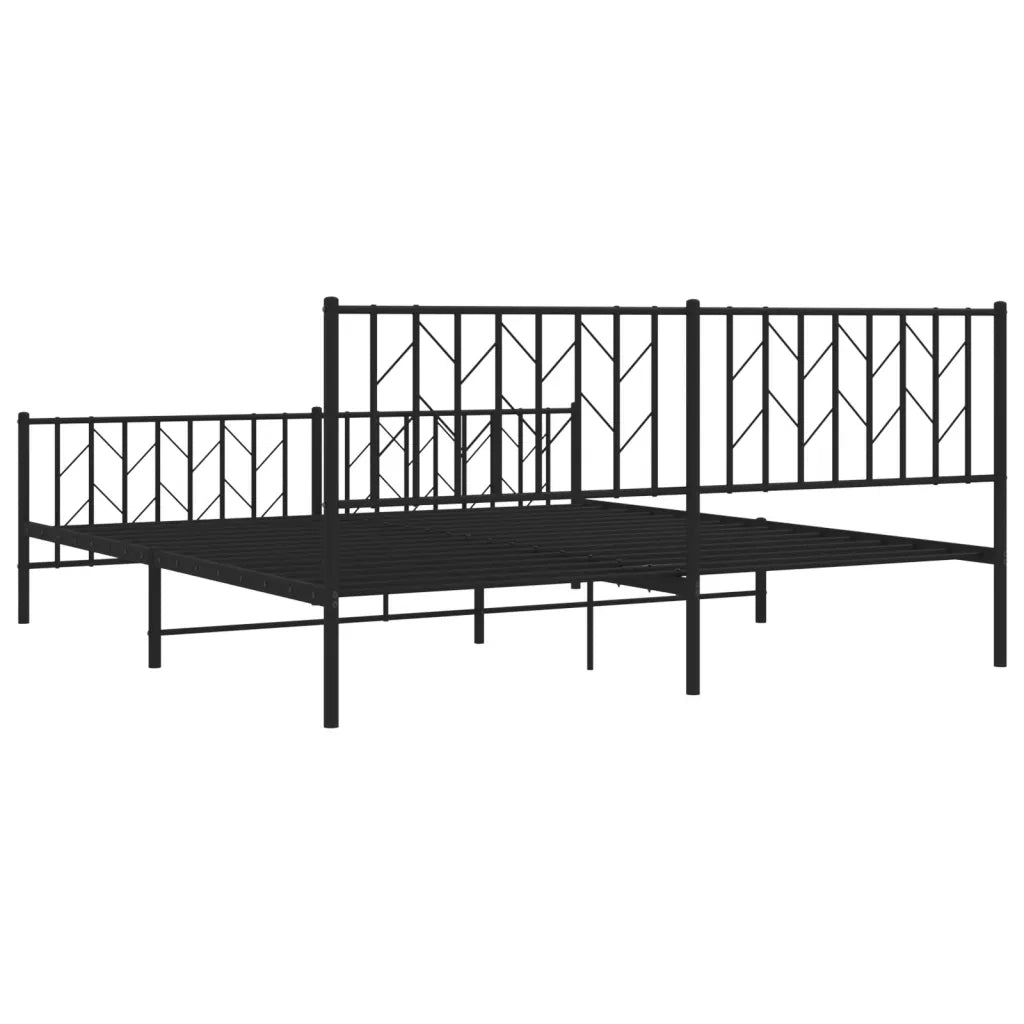 Letto matrimoniale | Letto per adulti | Giroletto con Testiera e Pediera Metallo Nero 183x213 cm