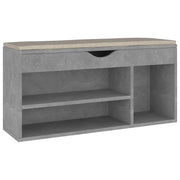 Panca Scarpe | Scarpiera | Mobile per scarpe con Cuscino Grigio Cemento 104x30x49cm Multistrato
