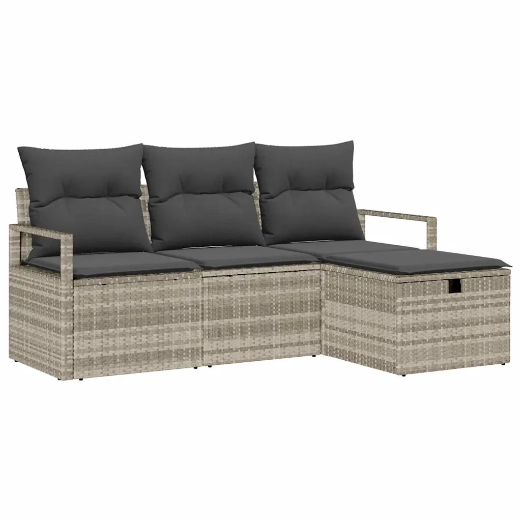 Set di divani con cuscino 4 pcs Grigio chiaro polyrattan