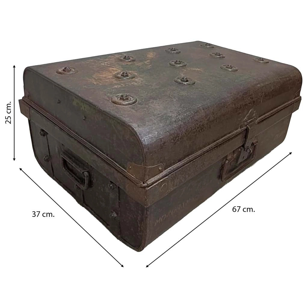 Valigia artigianale in metallo, 67x37x25h cm