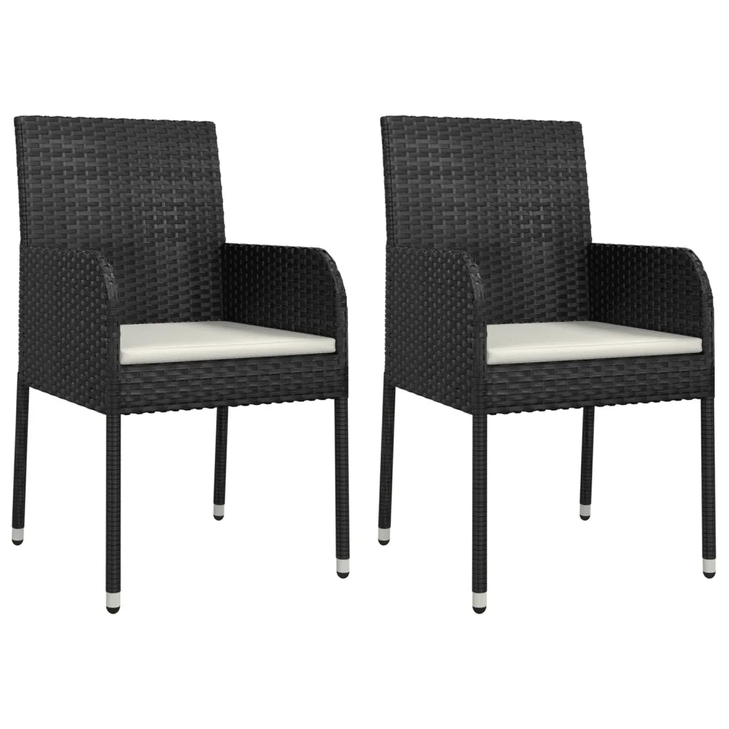 Set da Pranzo da Giardino 9 pz con Cuscini Nero in Polyrattan 3213511