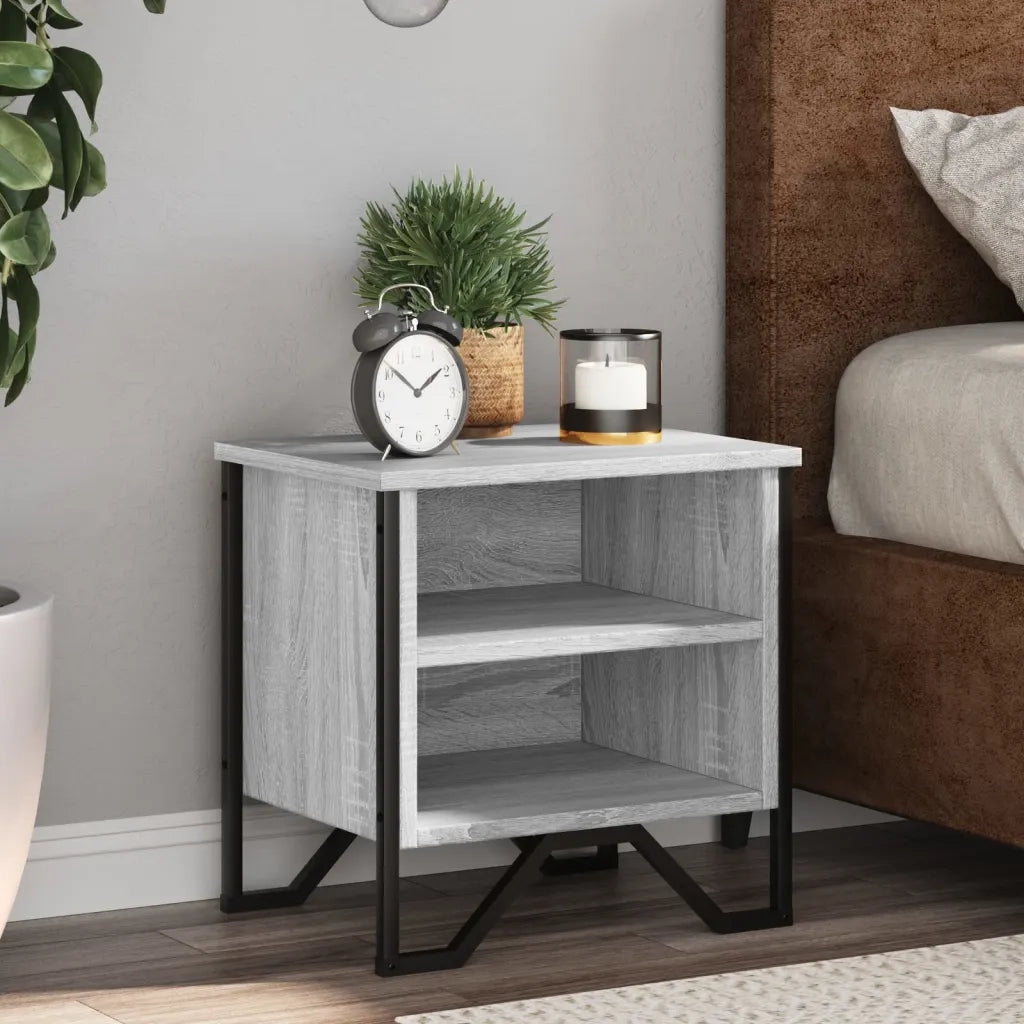 Comodini Grigio Sonoma 2pz-Set di 2 Tavolino da notte 40x30x40 cm in Truciolato