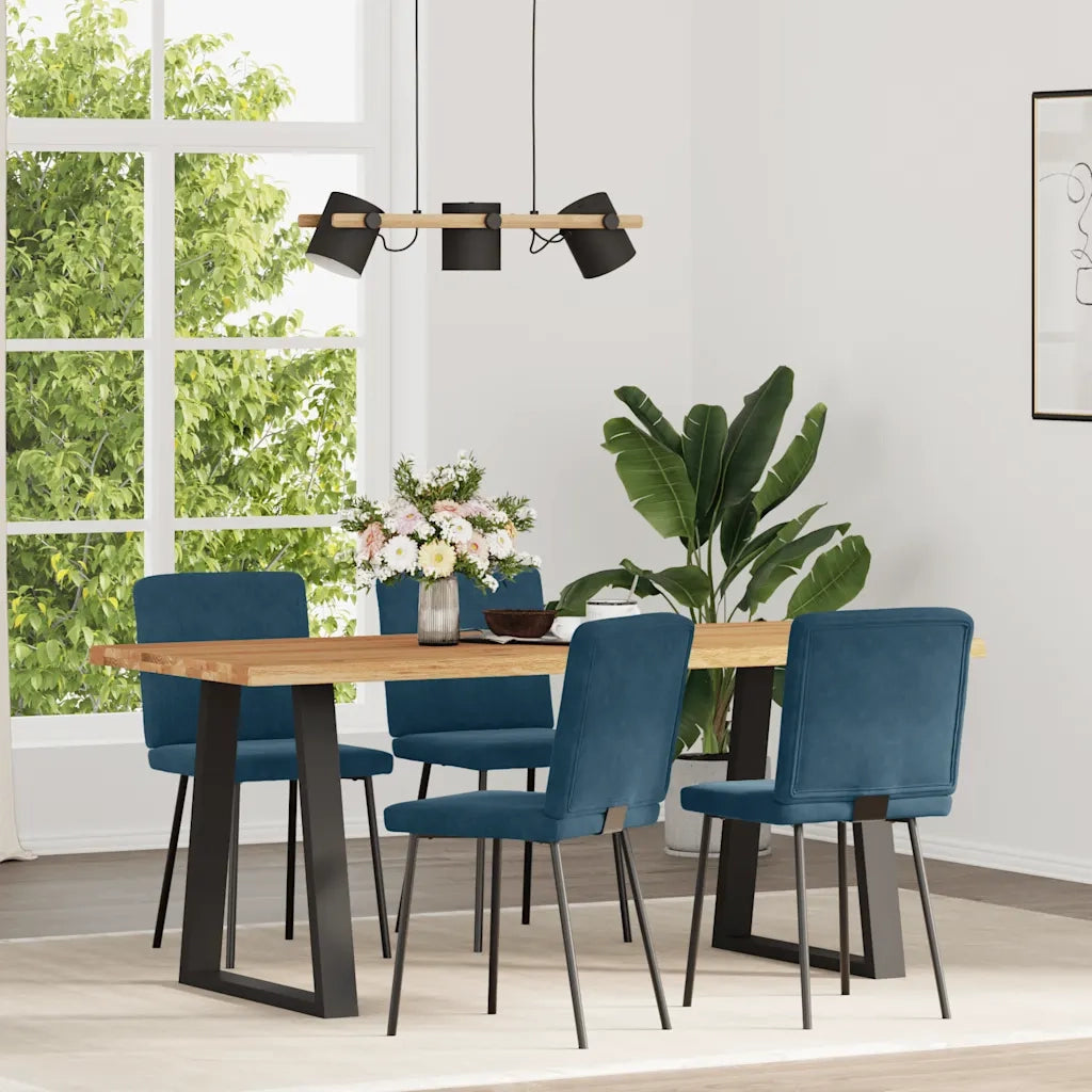 Sedie da Pranzo 4 pz Blu in Velluto