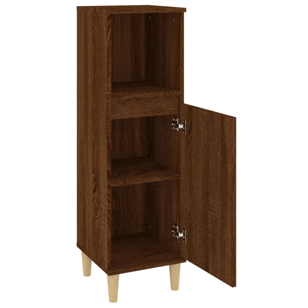 Armadietto Bagno | Armadio da bagno Rovere Marrone 30x30x100 cm Legno Multistrato