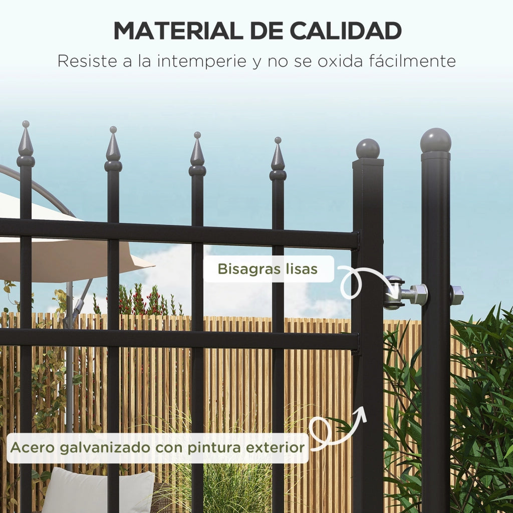 Porta da Giardino in Acciaio Galvanizzato con Decorazione a Frecce ¨C Zephmum ¨C Nero 107x204 cm