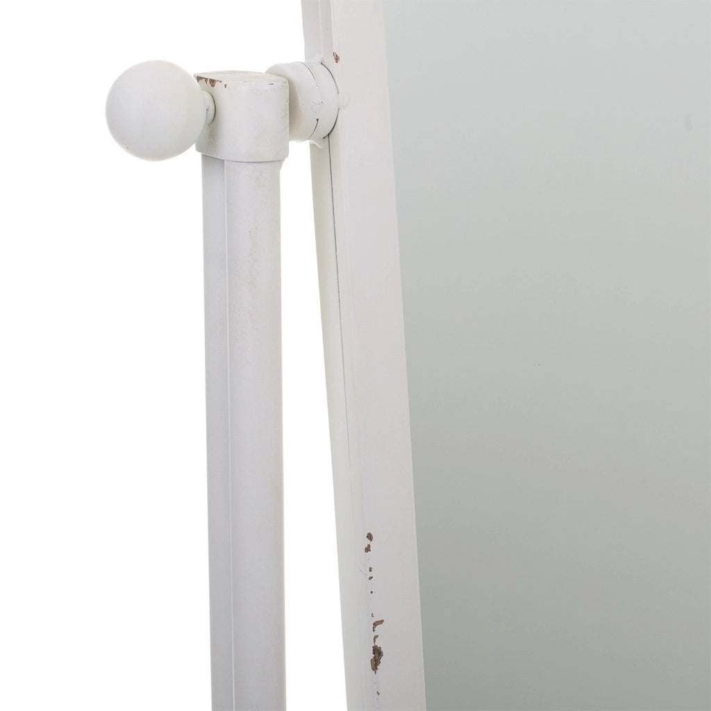 Specchio da terra e cassetto in metallo bianco 65x38x184h