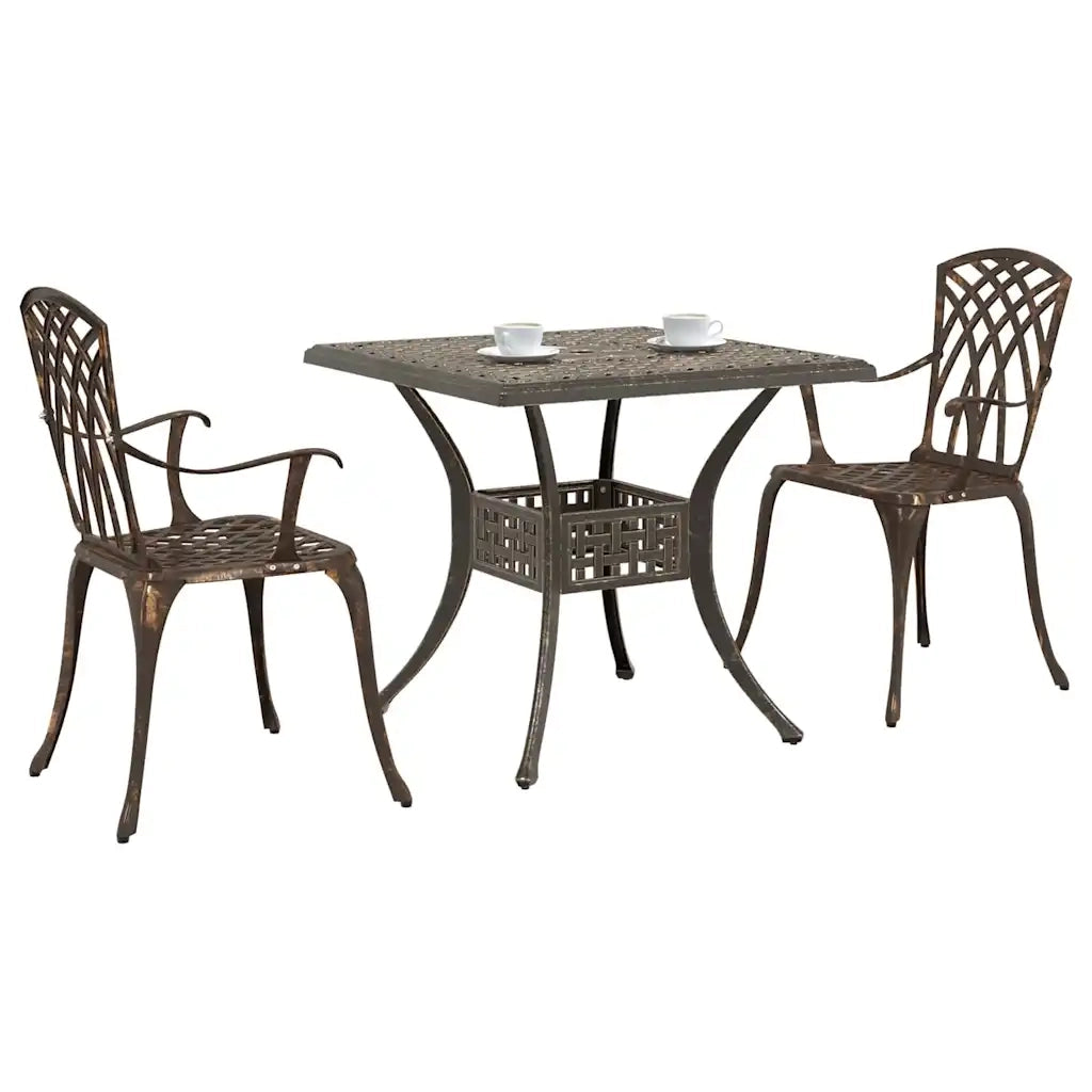 Set di Tavolo da Giardino 3 pcs Bronzo Alluminio pressofuso 3334756